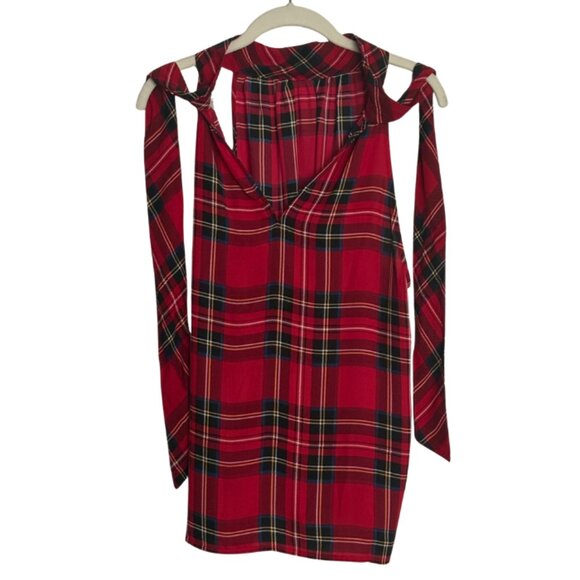 J. Crew Red Plaid Sleeveless Halter Neck Women's Size 12 NWOT - Picture 5 of 9